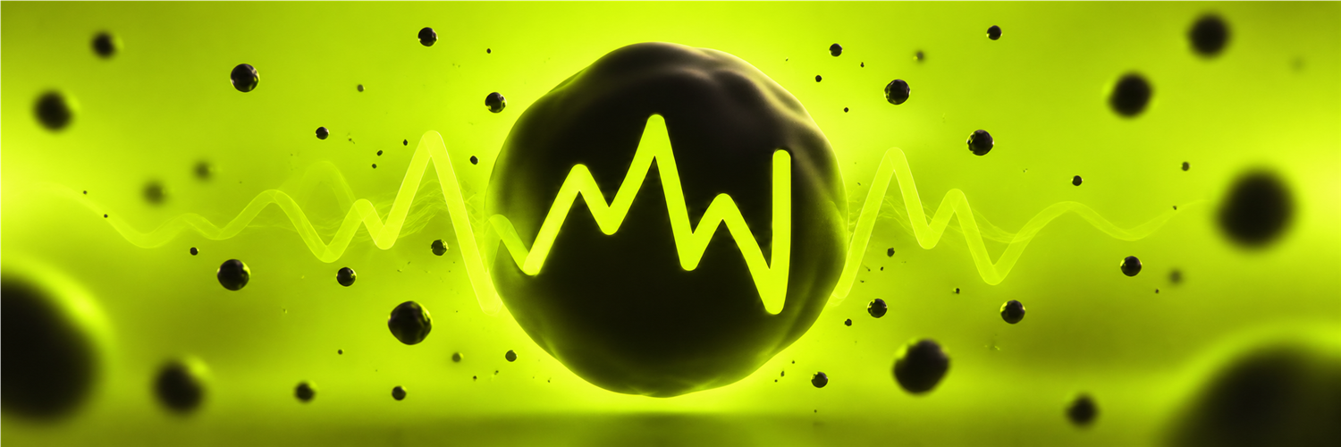 An unstable glowing waveform crossing a black signal core